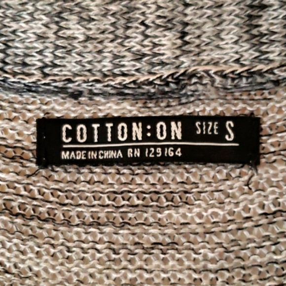 Cotton On Black/White Space-dyed Long Open Front Duster Cardigan Size S - Picture 2 of 6